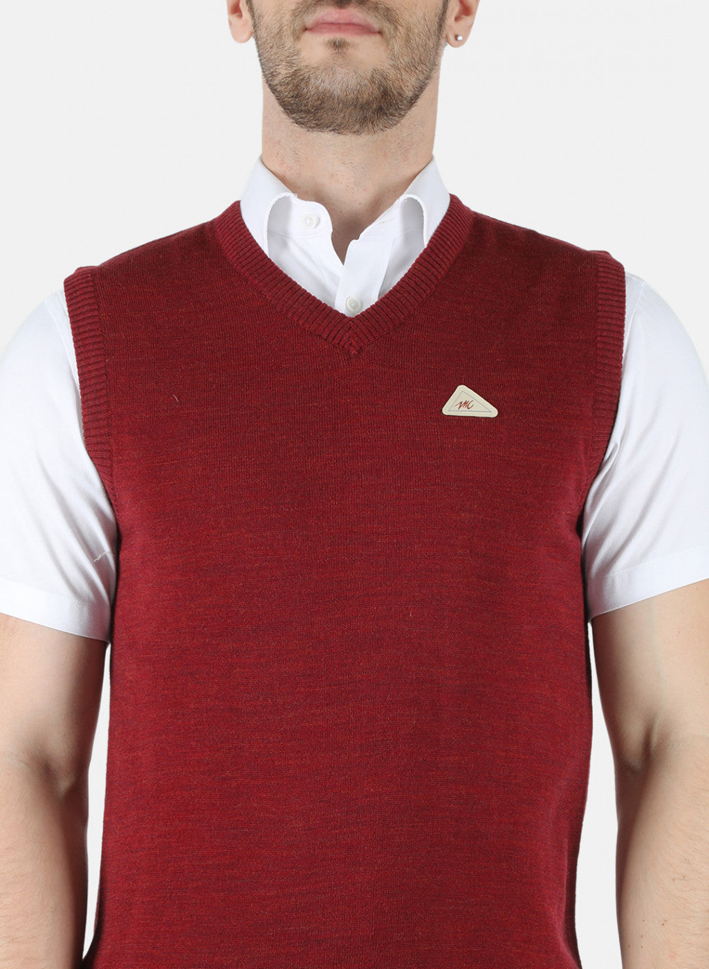 Men Maroon Solid Sweater