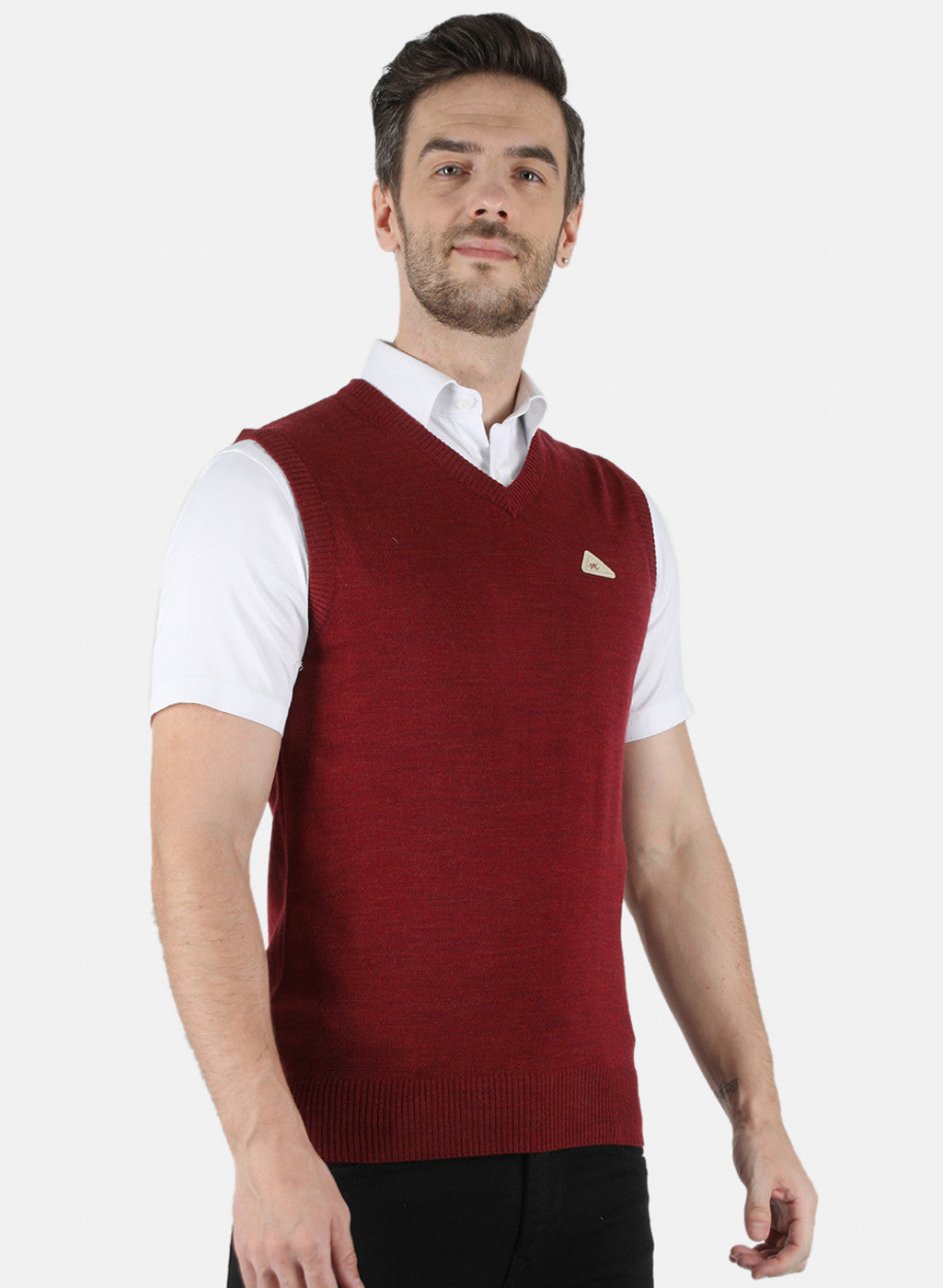 Men Maroon Solid Sweater