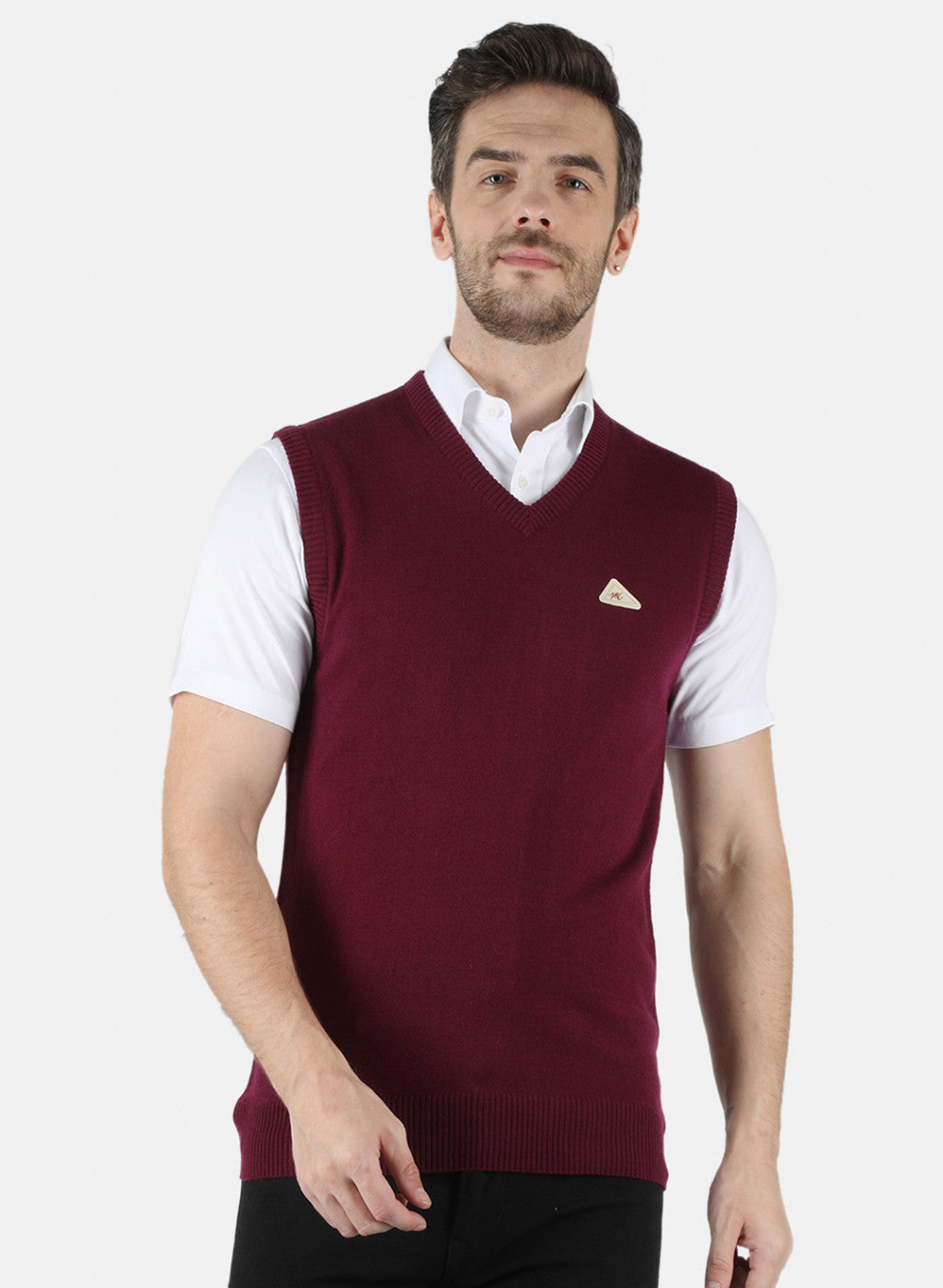 Men Maroon Solid Sweater