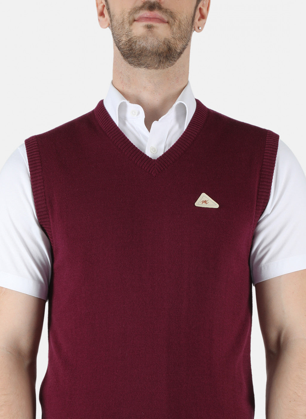 Men Maroon Solid Sweater