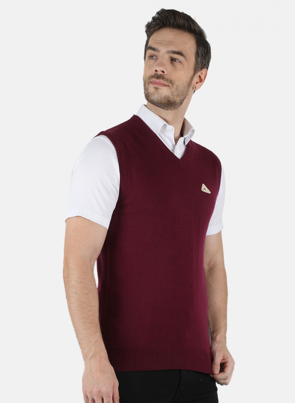 Men Maroon Solid Sweater