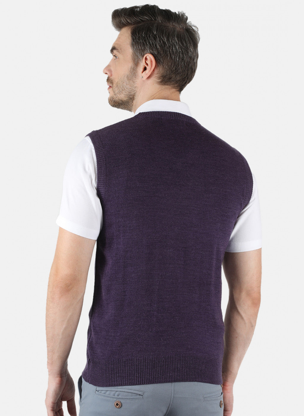 Men Purple Solid Sweater