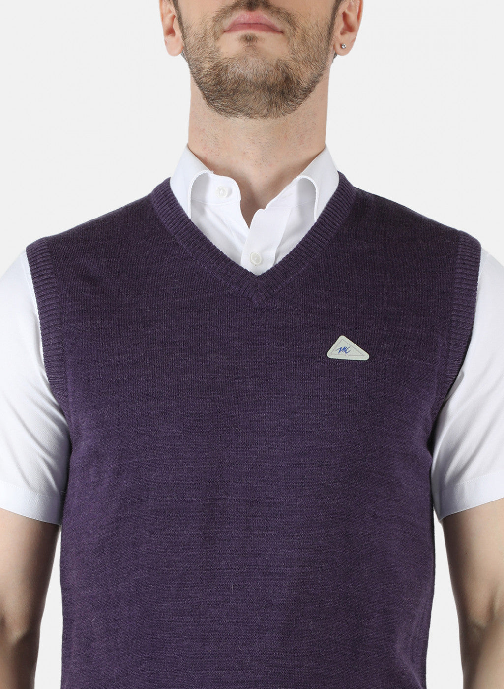 Men Purple Solid Sweater