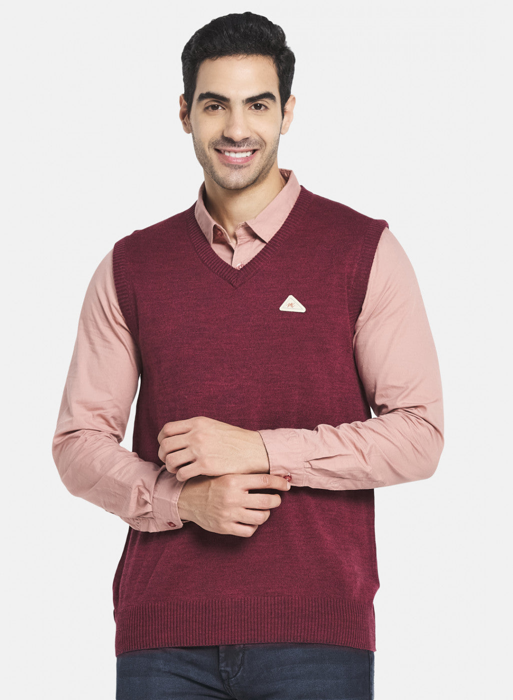 Men Maroon Solid Sweater