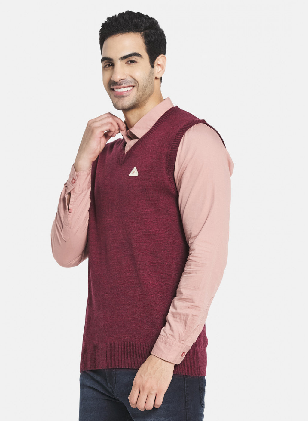 Men Maroon Solid Sweater