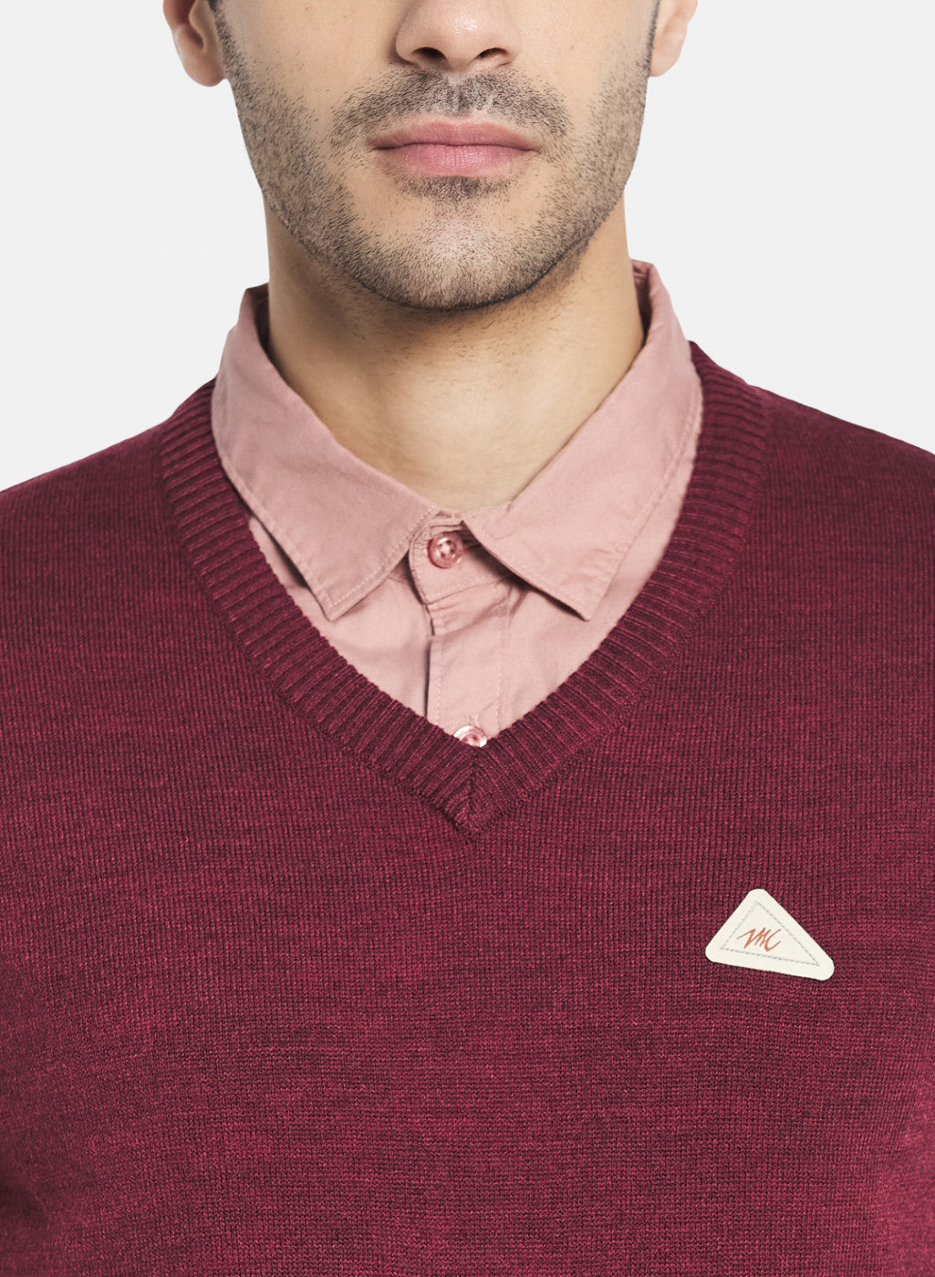 Men Maroon Solid Sweater