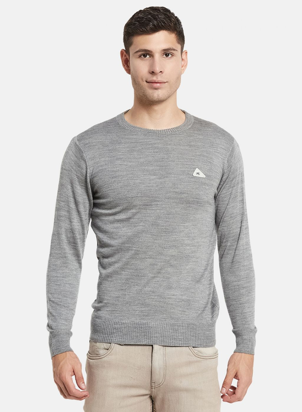 Men Grey Solid Pullover