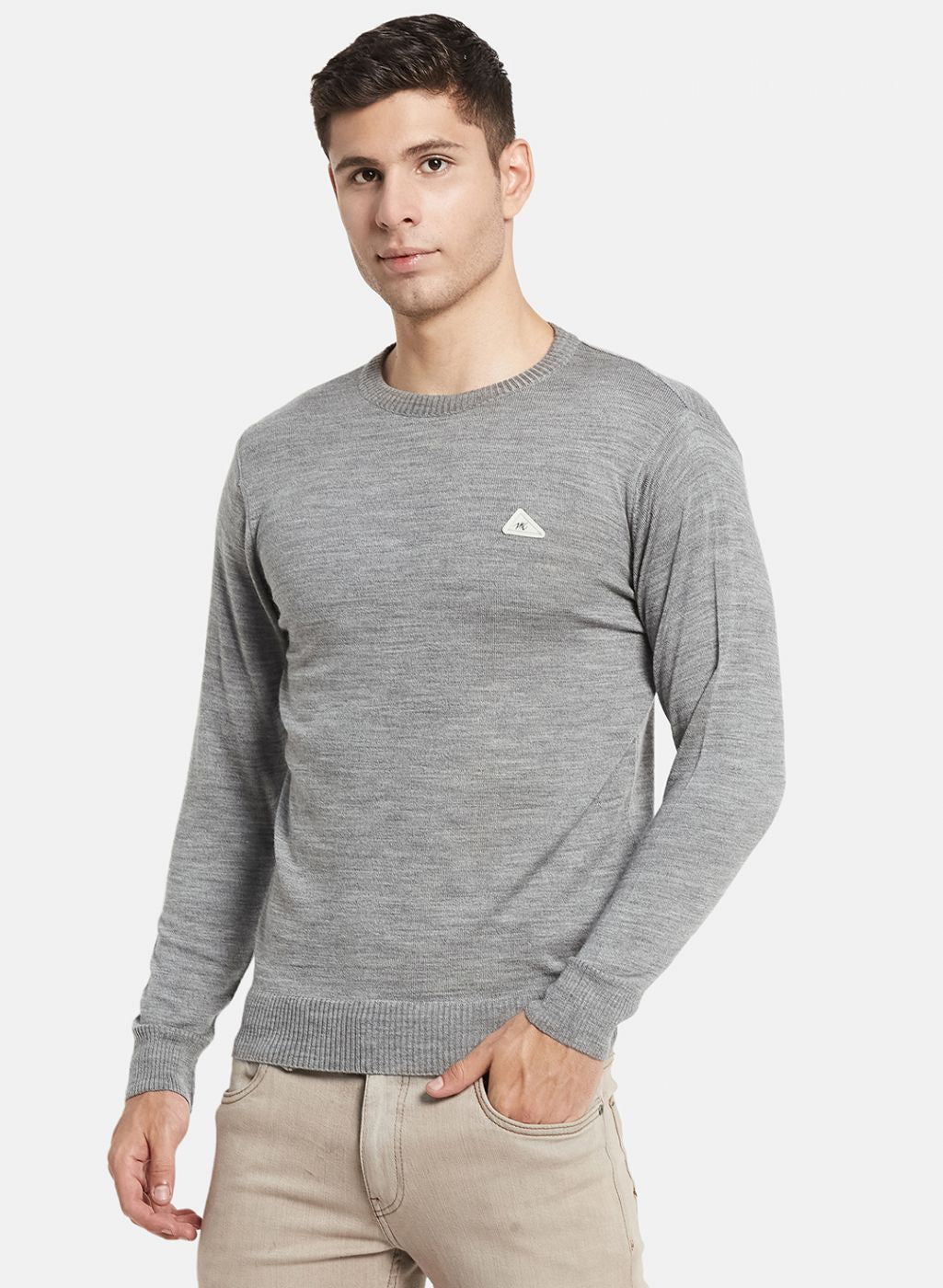 Men Grey Solid Pullover