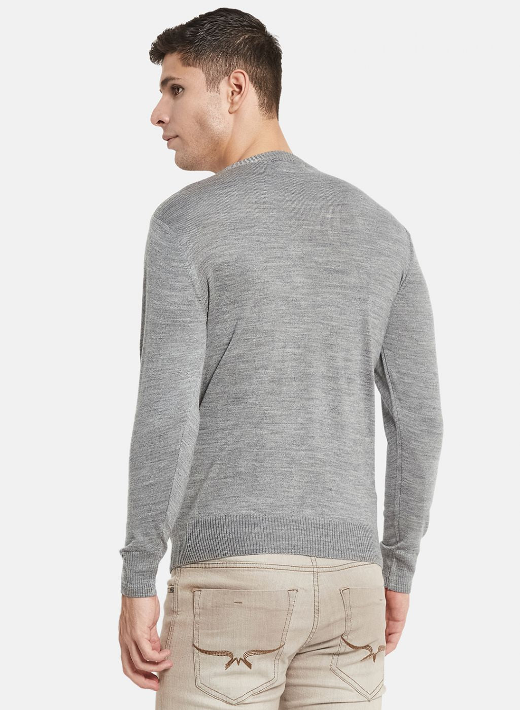 Men Grey Solid Pullover