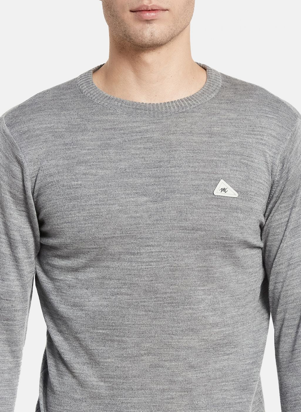 Men Grey Solid Pullover