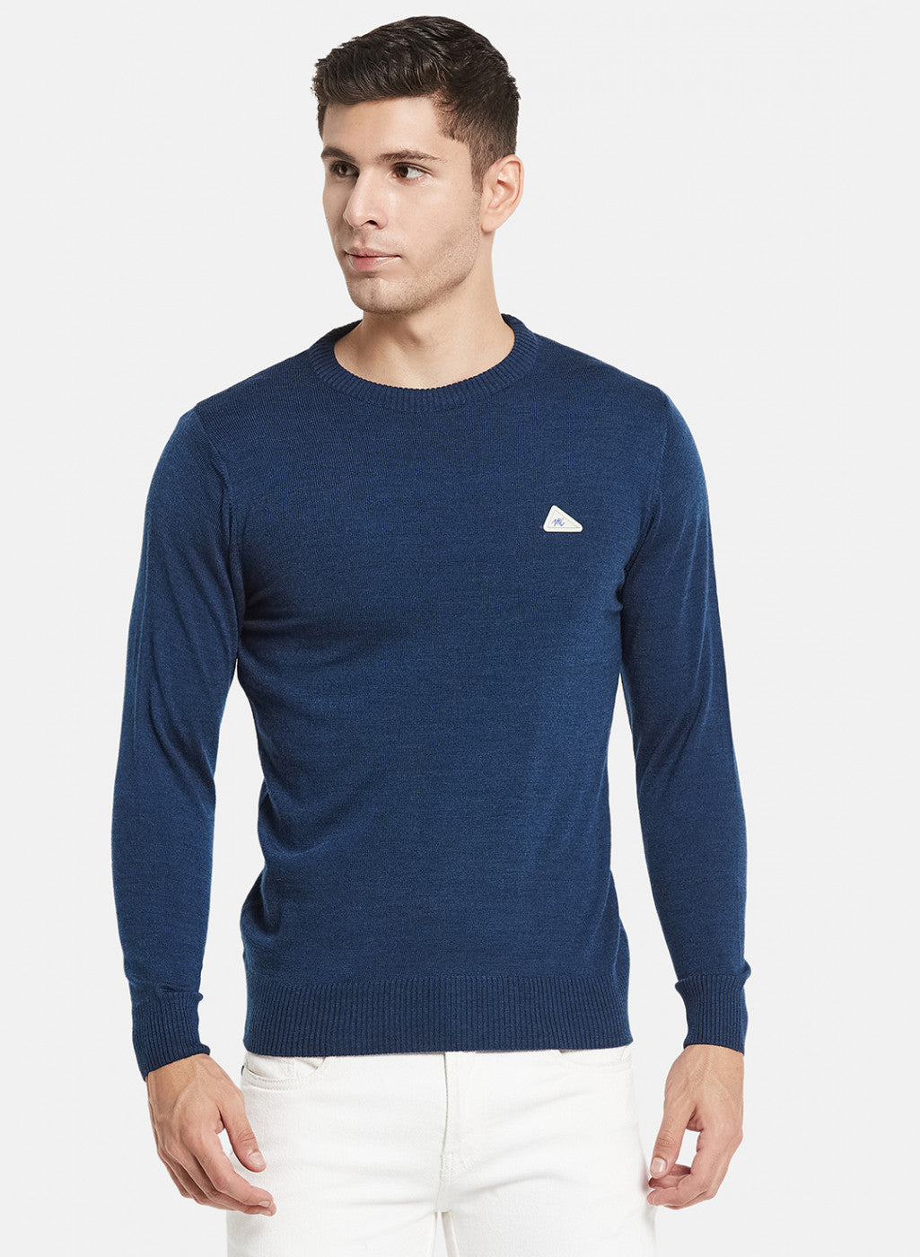 Men NAvy Blue Solid Pullover