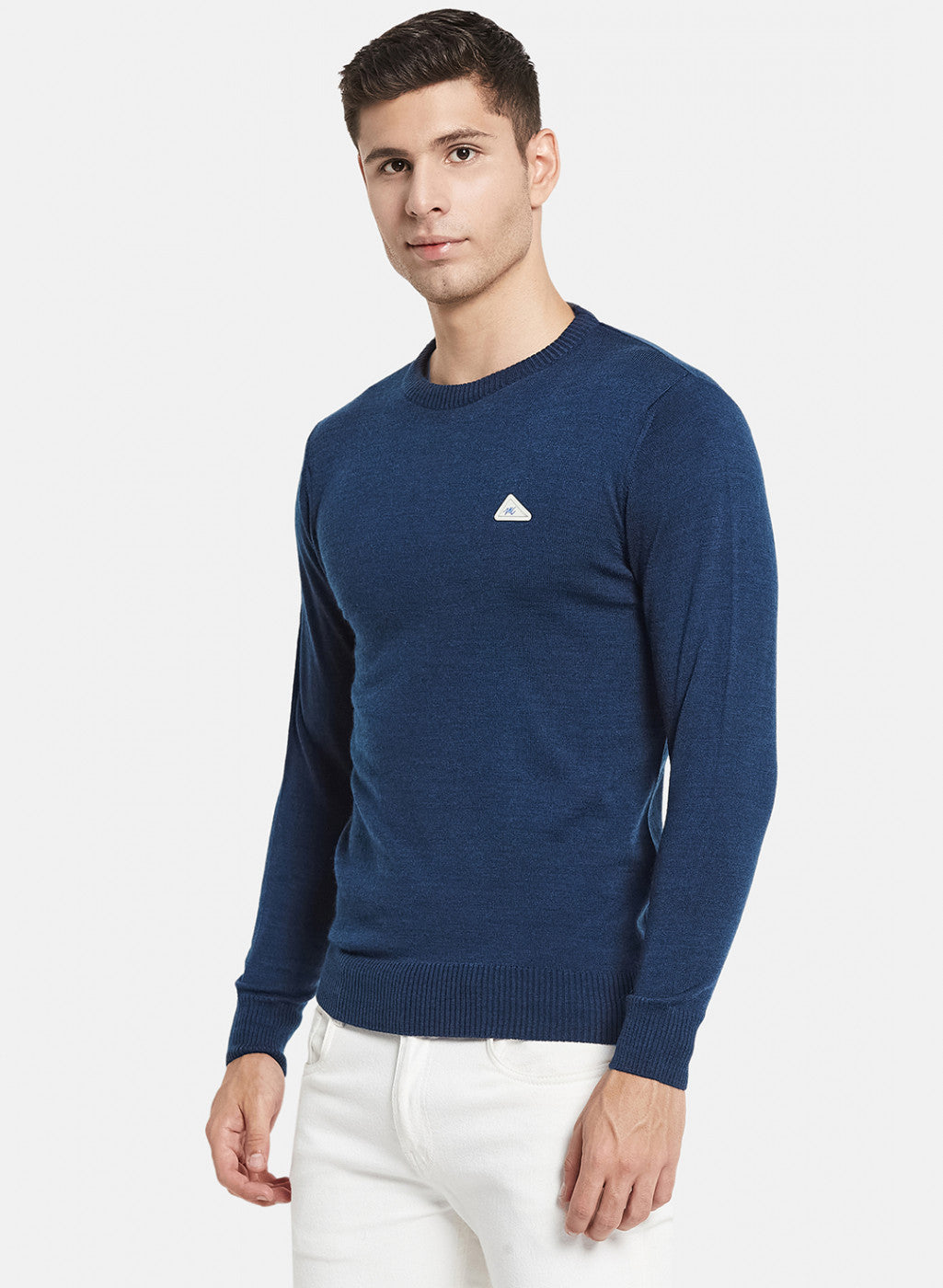 Men NAvy Blue Solid Pullover