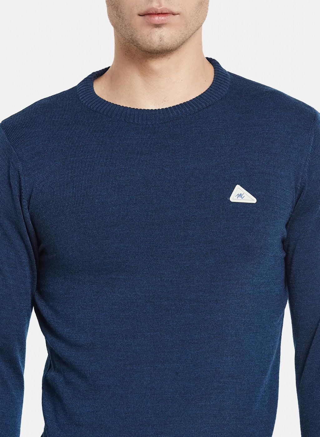 Men NAvy Blue Solid Pullover