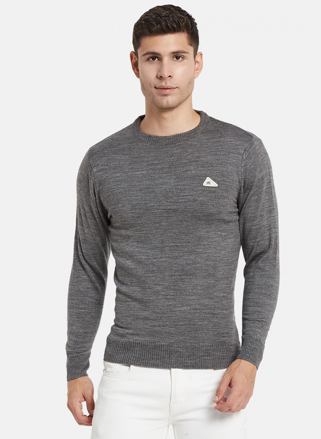 Men Grey Solid Pullover