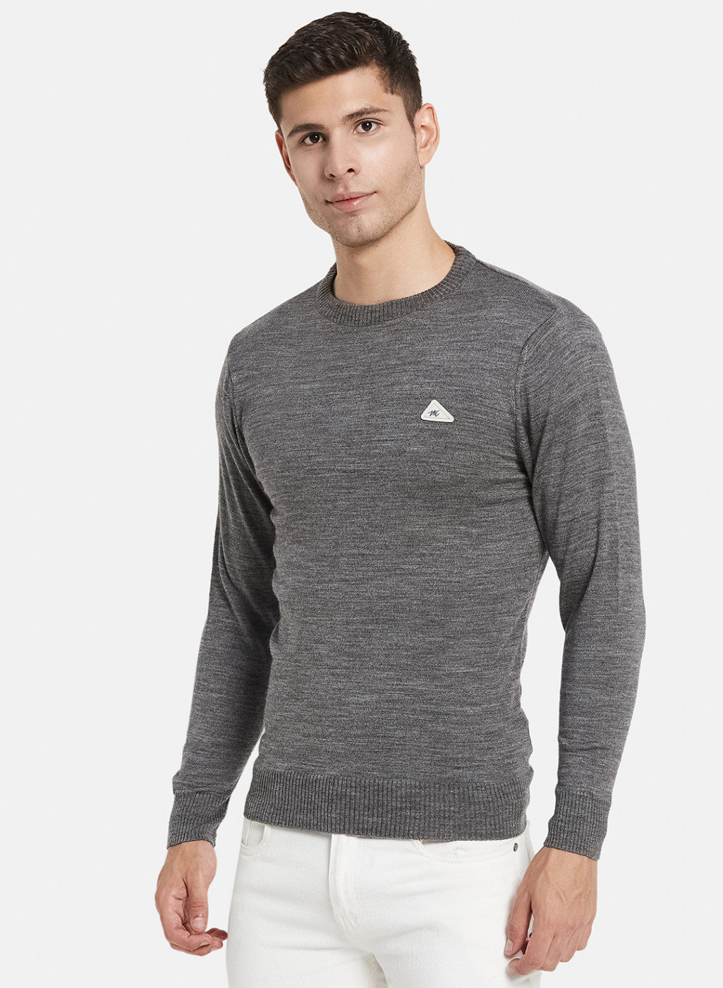 Men Grey Solid Pullover