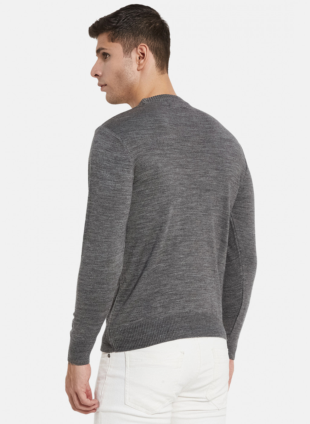 Men Grey Solid Pullover