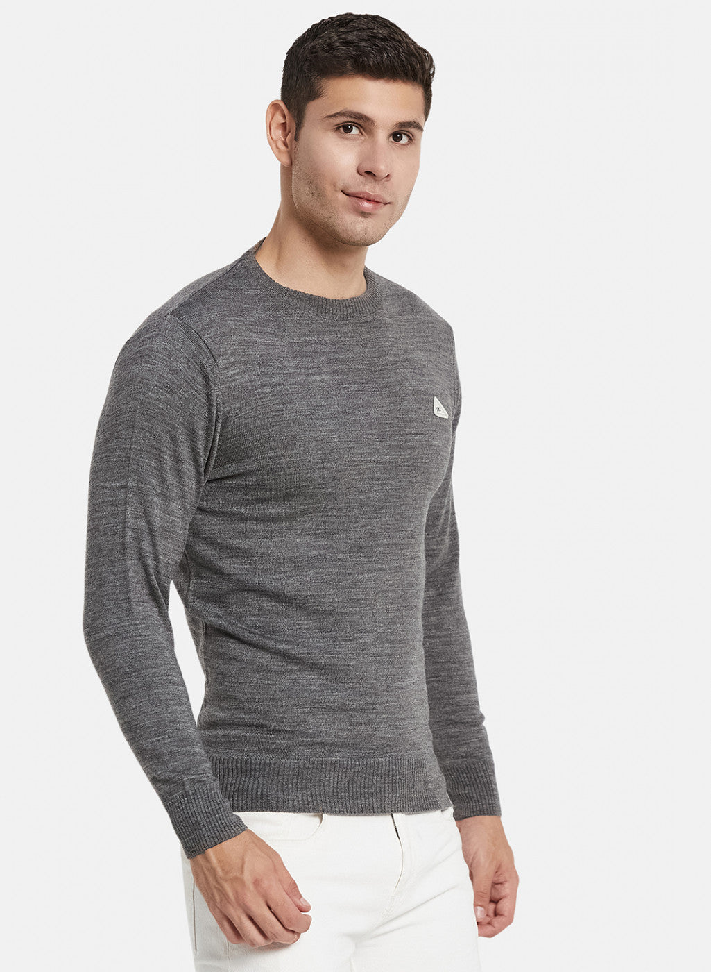 Men Grey Solid Pullover