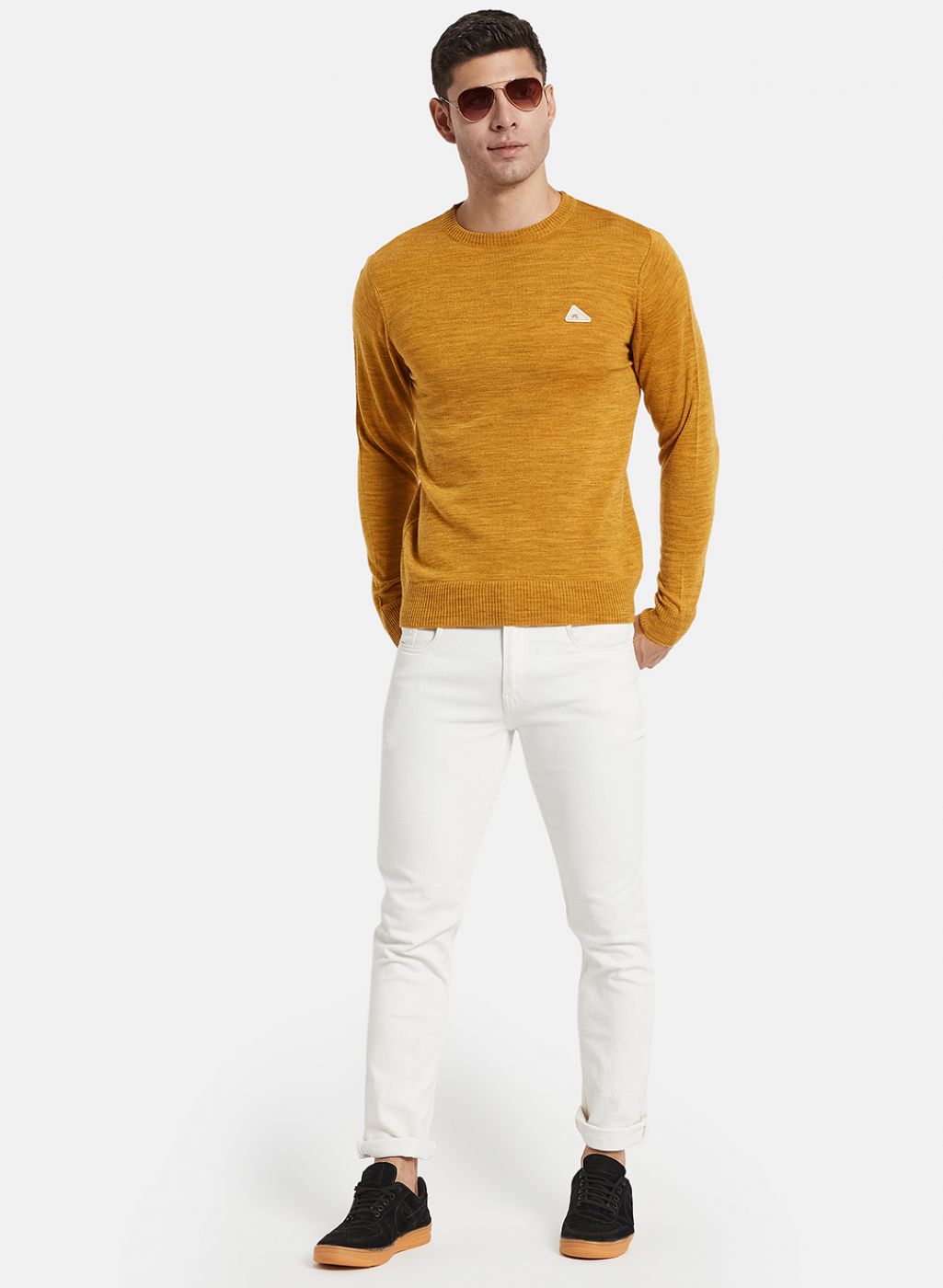 Men Yellow Solid Pullover