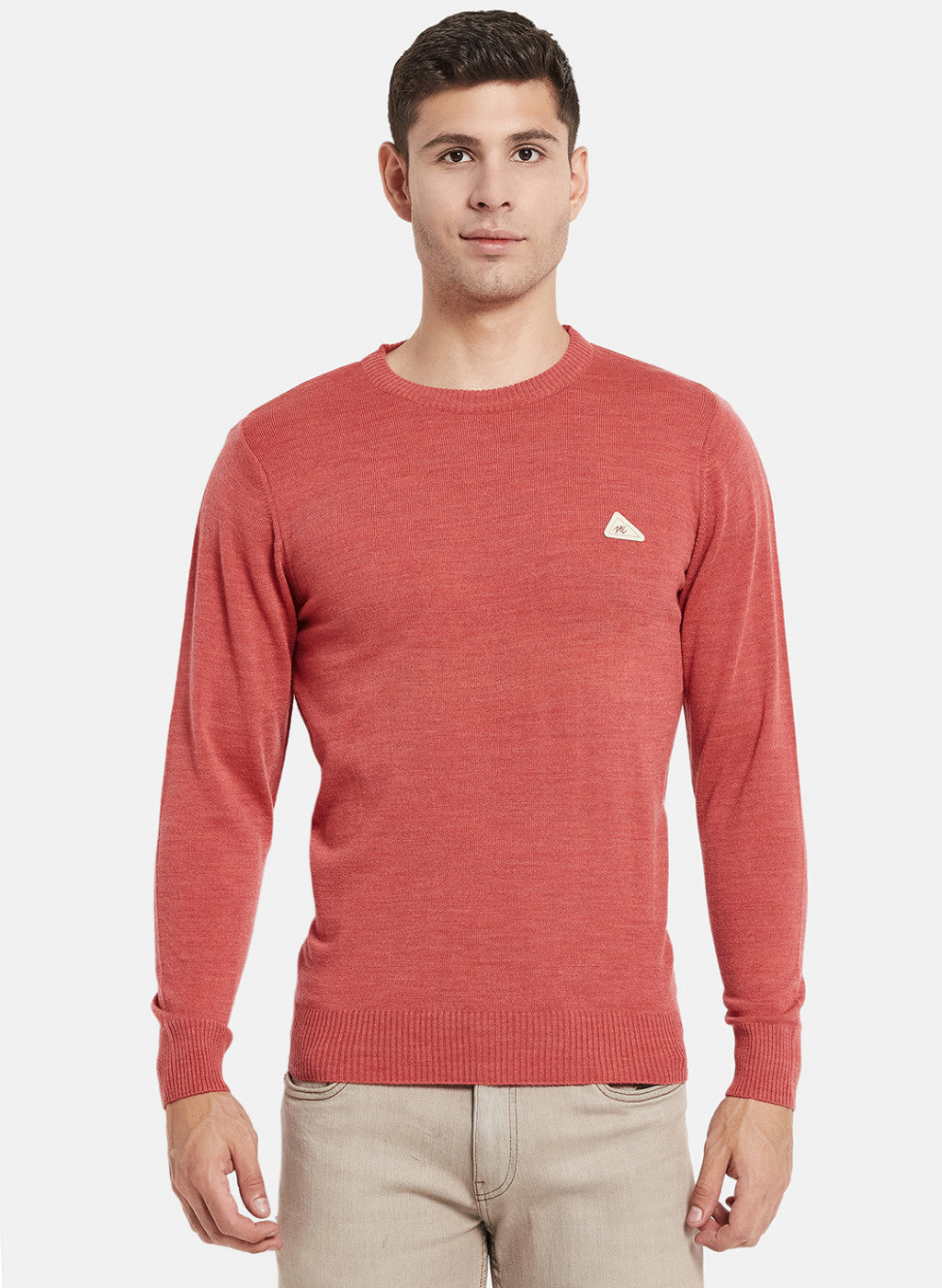 Men Red Solid Pullover