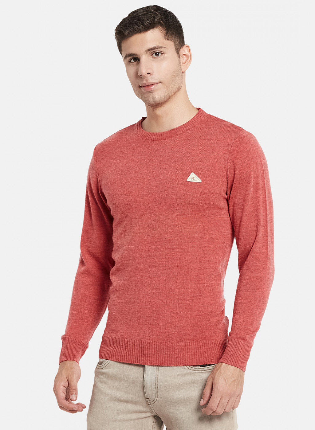 Men Red Solid Pullover