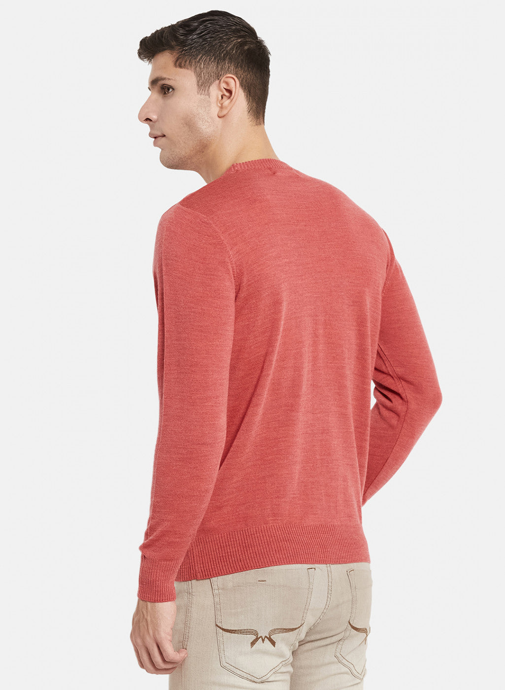 Men Red Solid Pullover