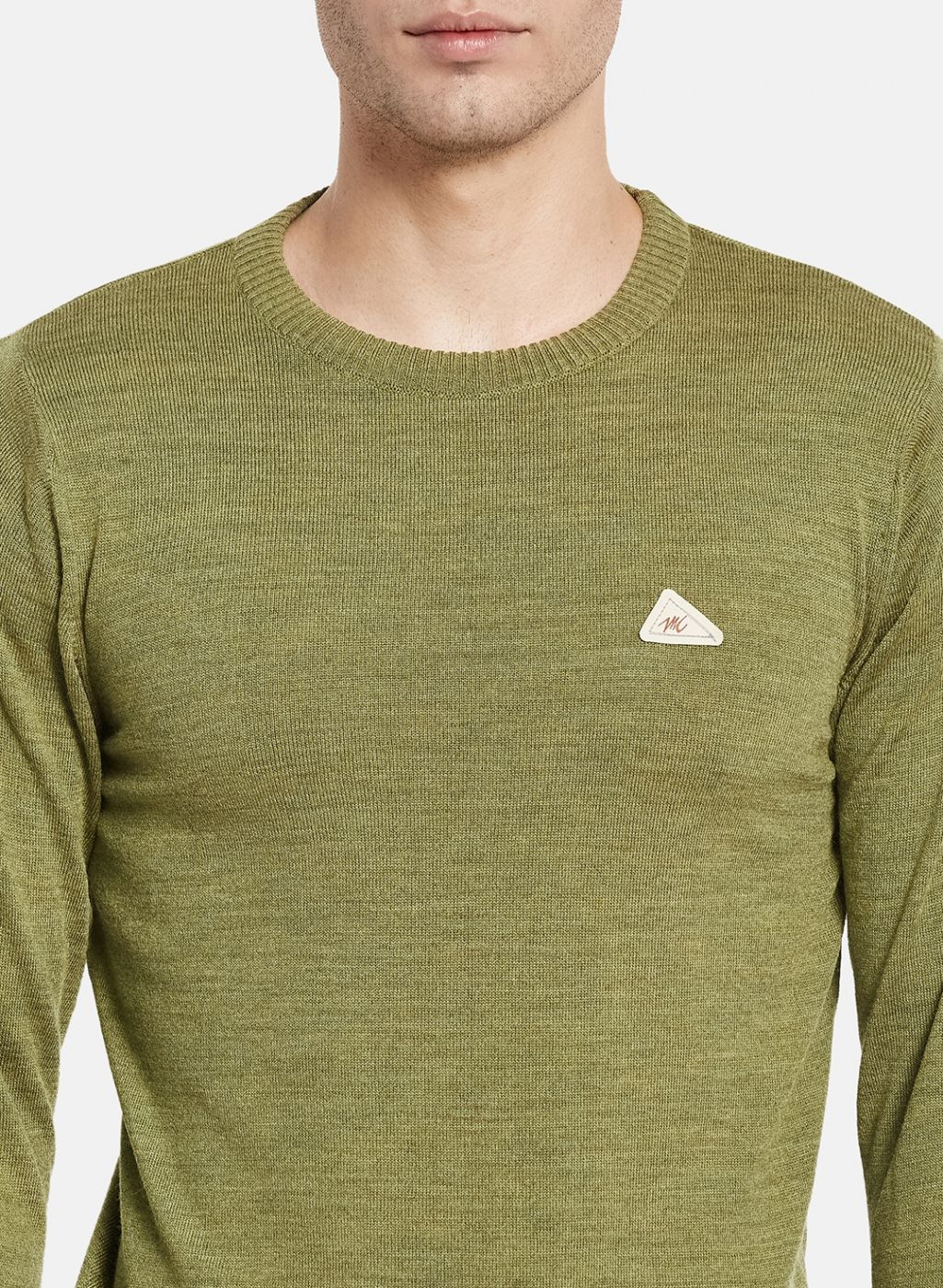 Men Olive Solid Pullover