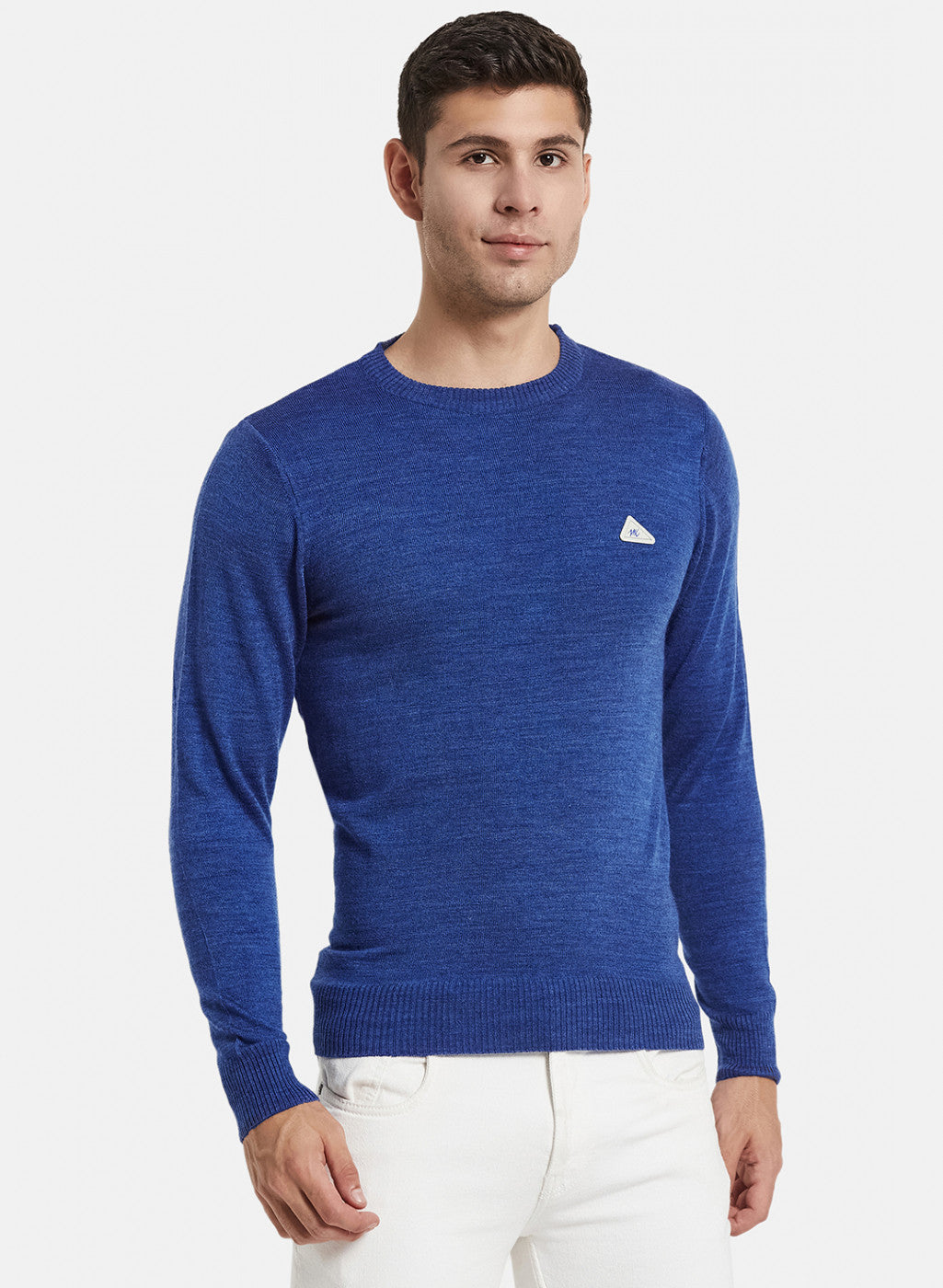 Men Blue Solid Pullover