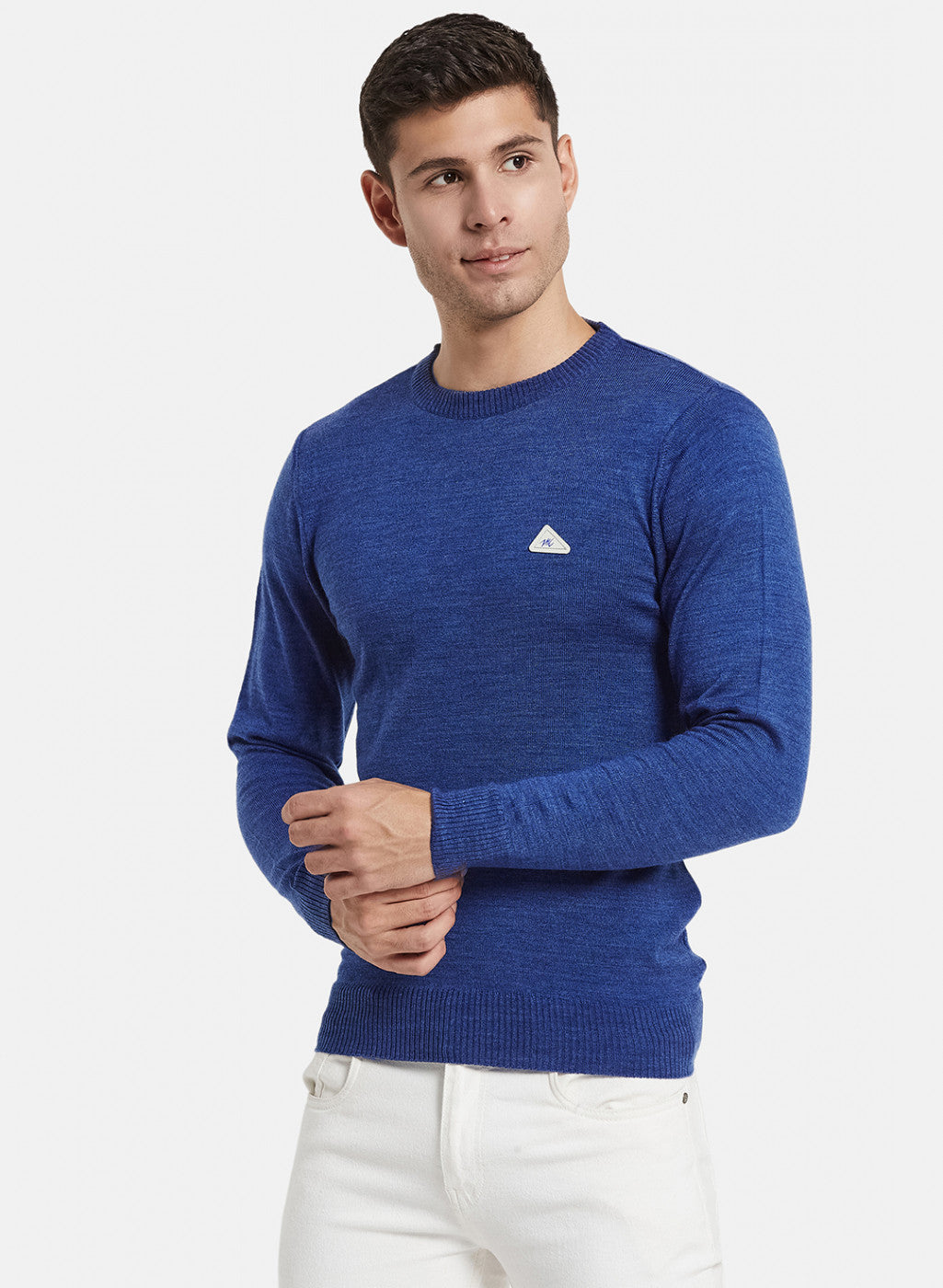 Men Blue Solid Pullover