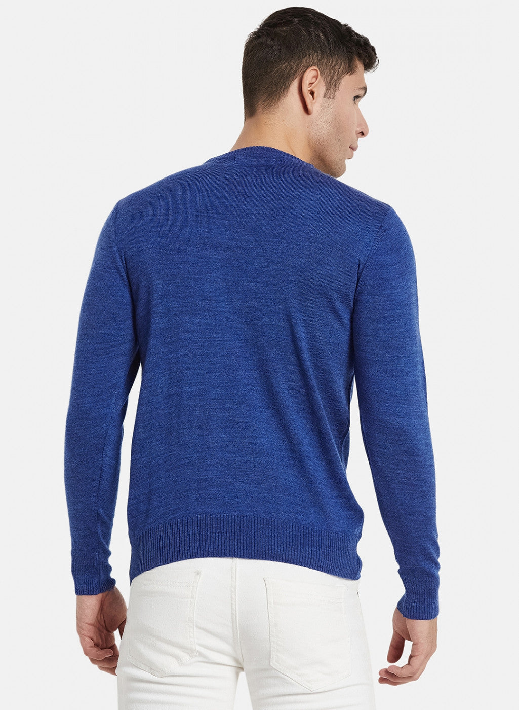 Men Blue Solid Pullover