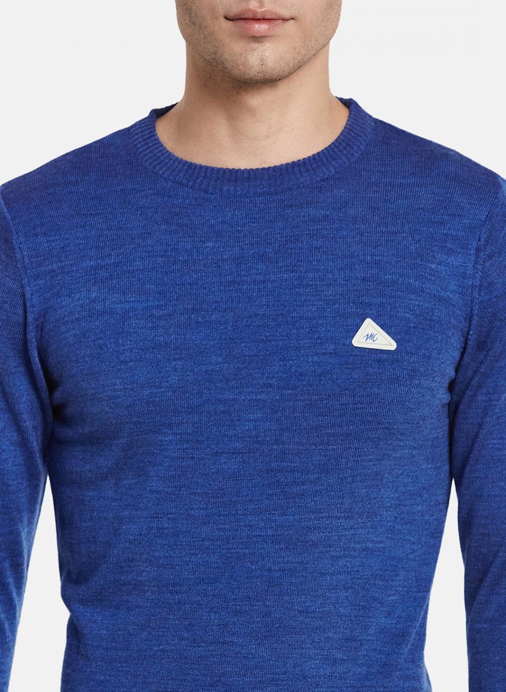 Men Blue Solid Pullover