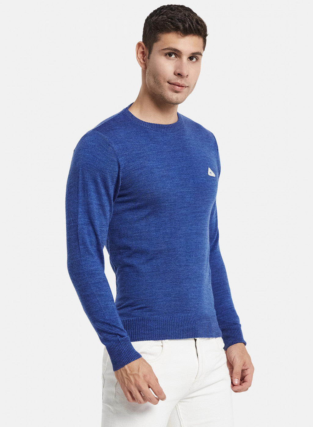 Men Blue Solid Pullover