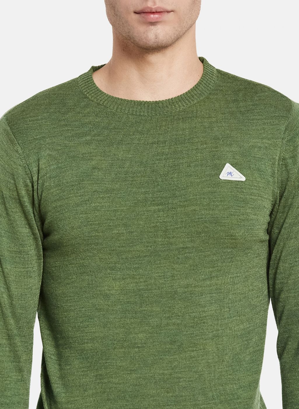 Men Olive Solid Pullover