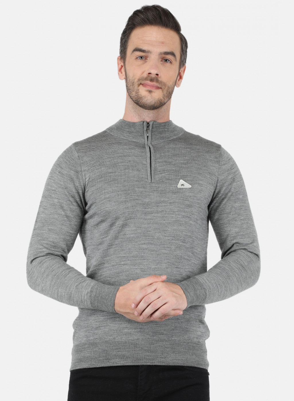 Men Grey Solid Pullover