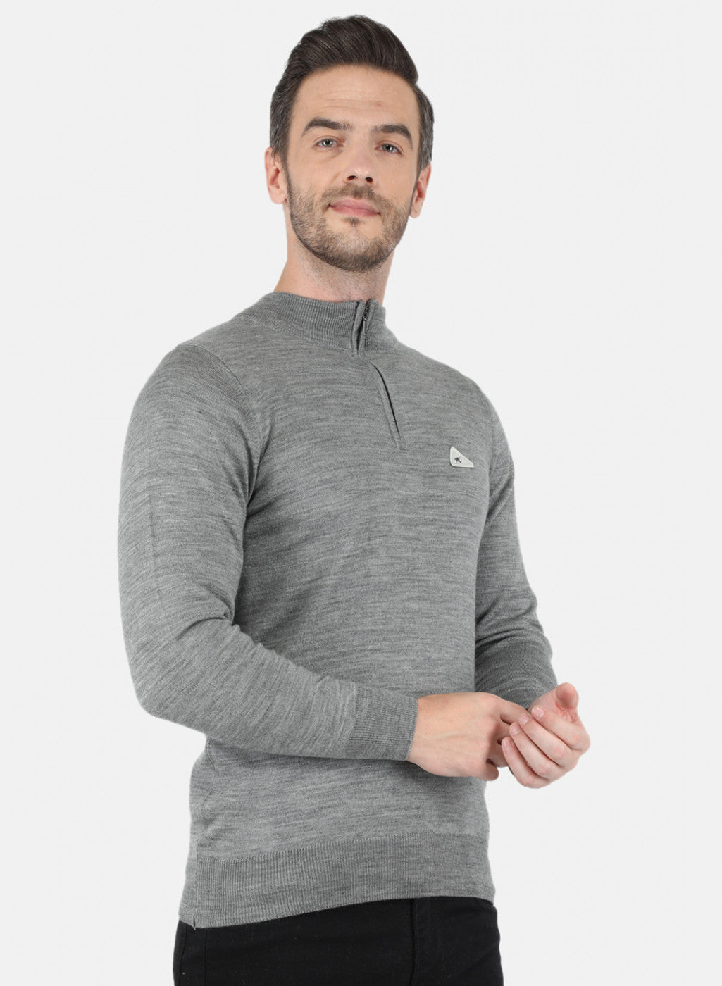 Men Grey Solid Pullover