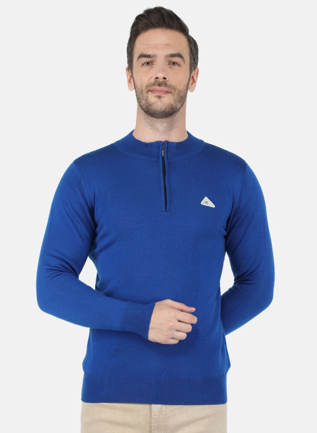 Men Blue Solid Pullover