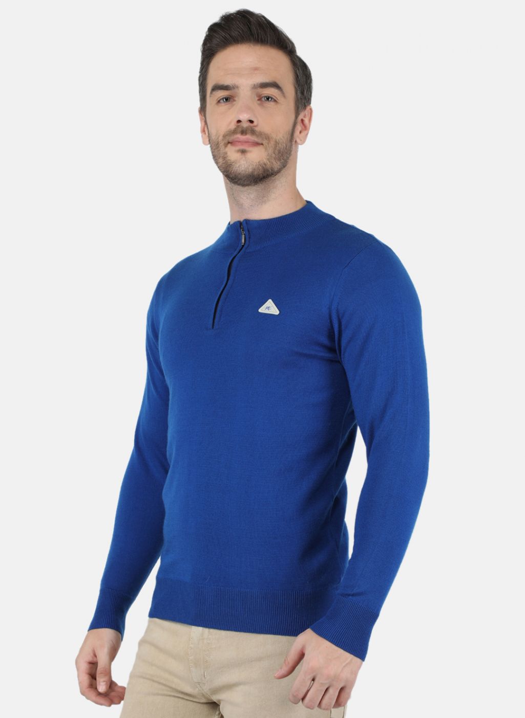 Men Blue Solid Pullover