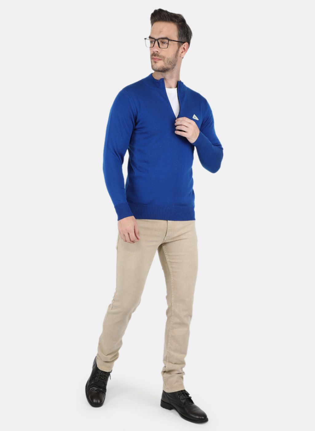 Men Blue Solid Pullover