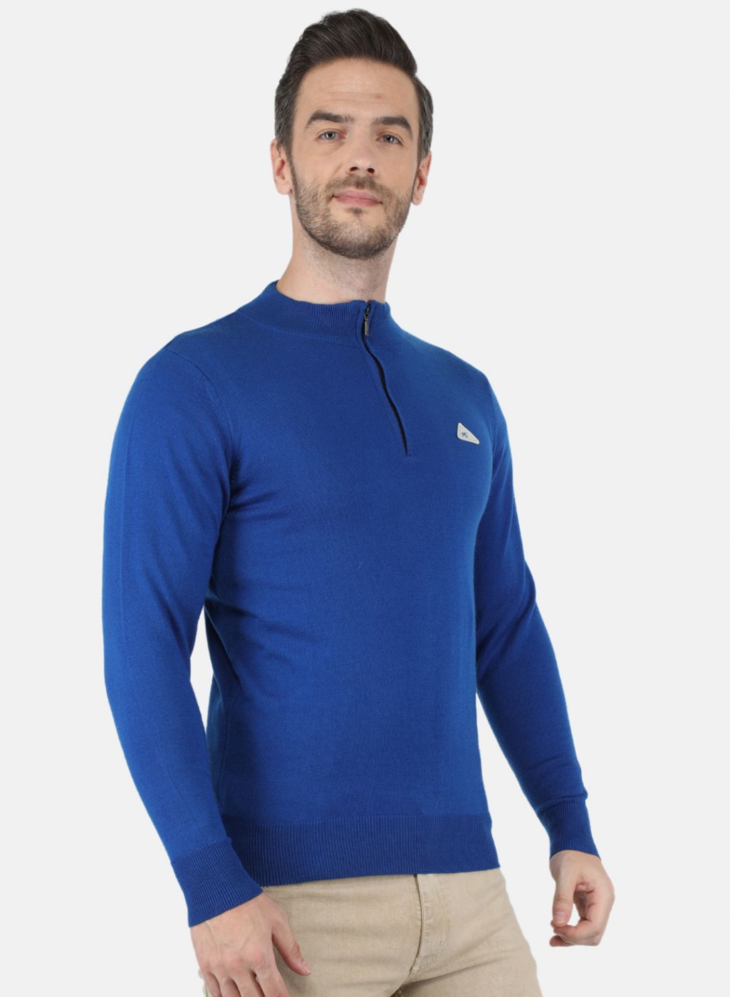 Men Blue Solid Pullover