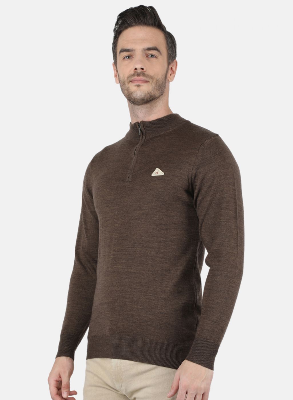 Men Brown Solid Pullover