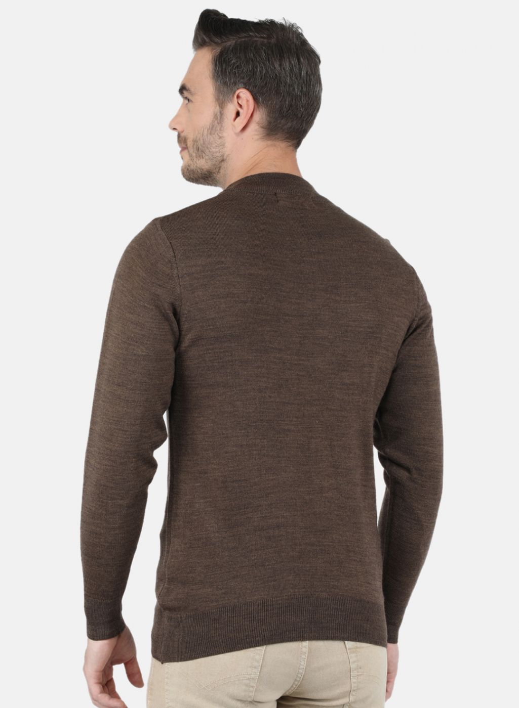 Men Brown Solid Pullover