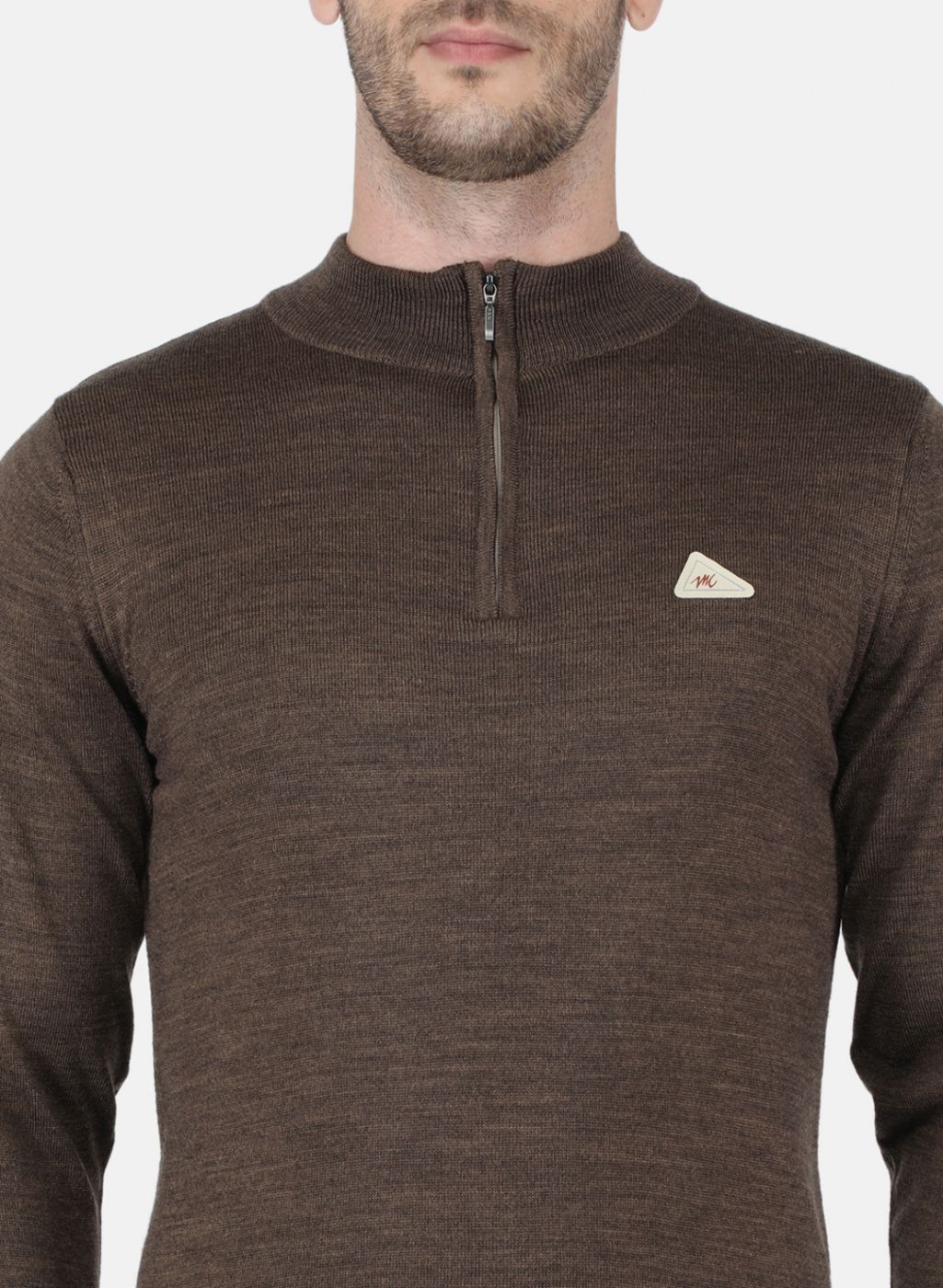 Men Brown Solid Pullover