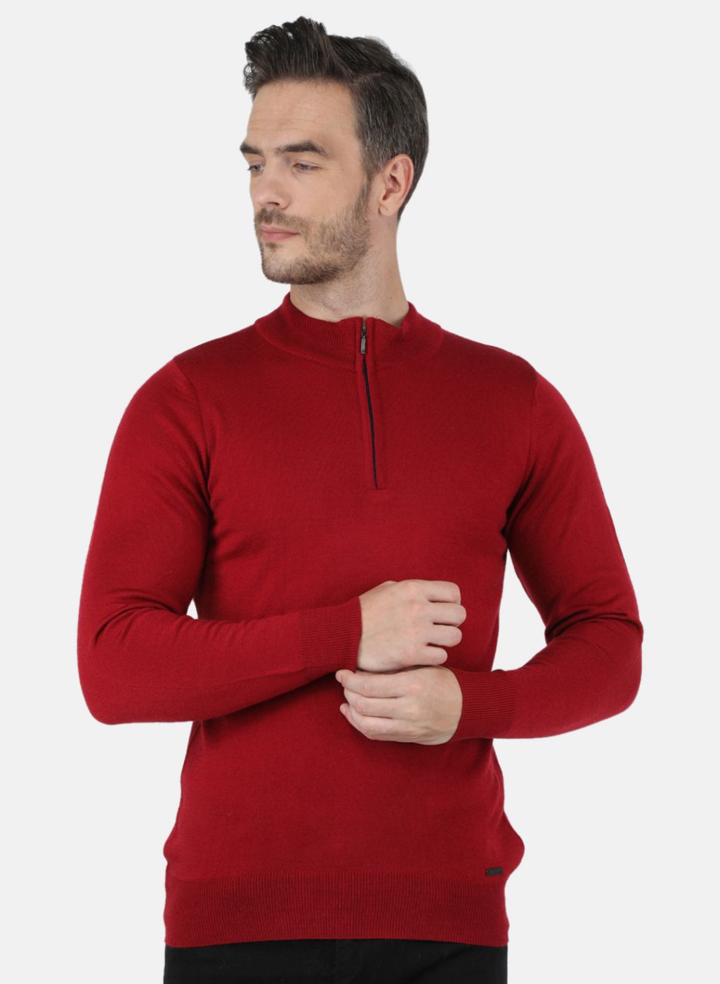 Men Maroon Solid Pullover