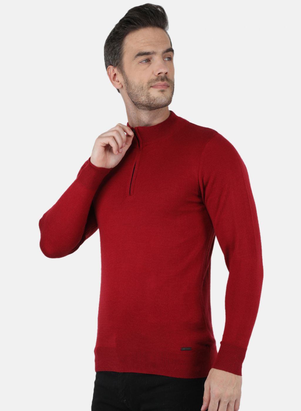 Men Maroon Solid Pullover