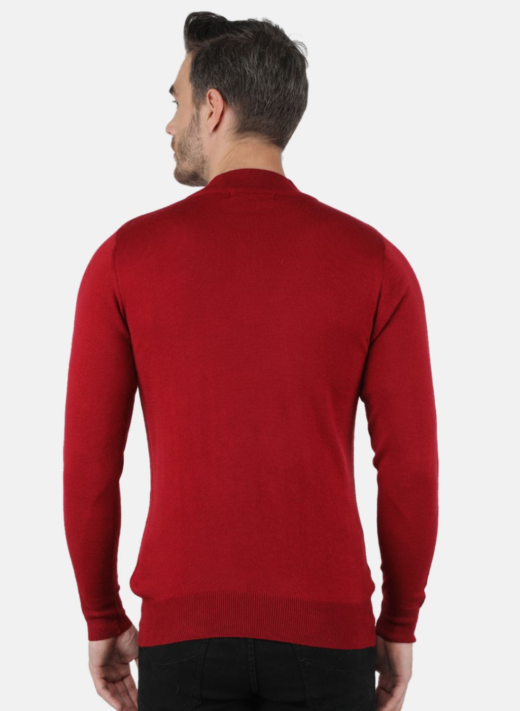 Men Maroon Solid Pullover