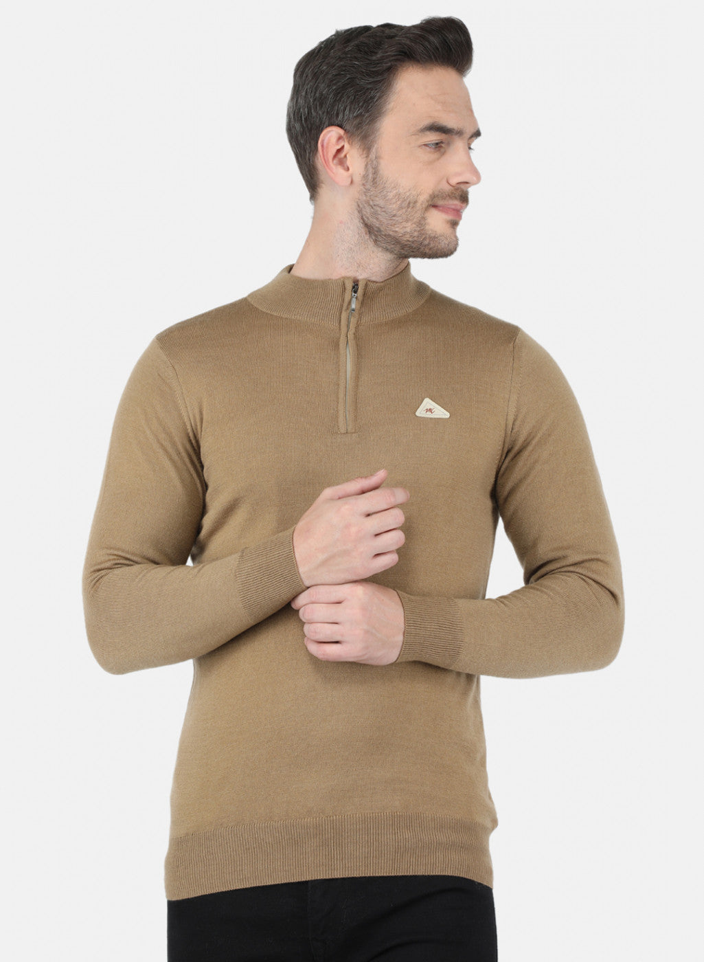 Men Brown Solid Pullover