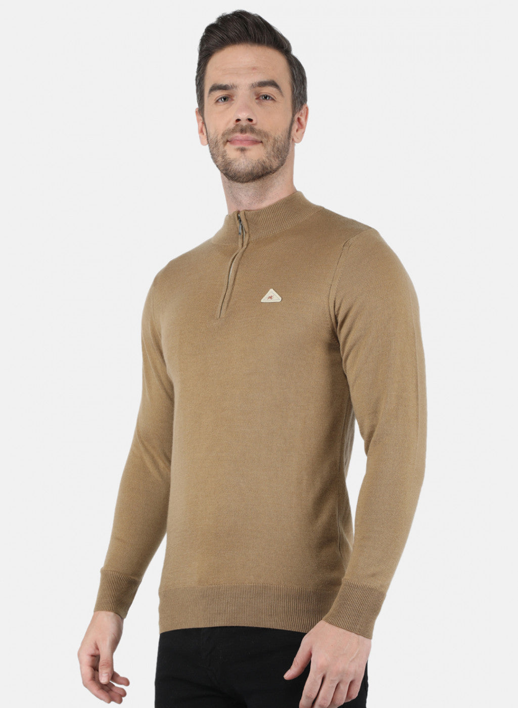 Men Brown Solid Pullover