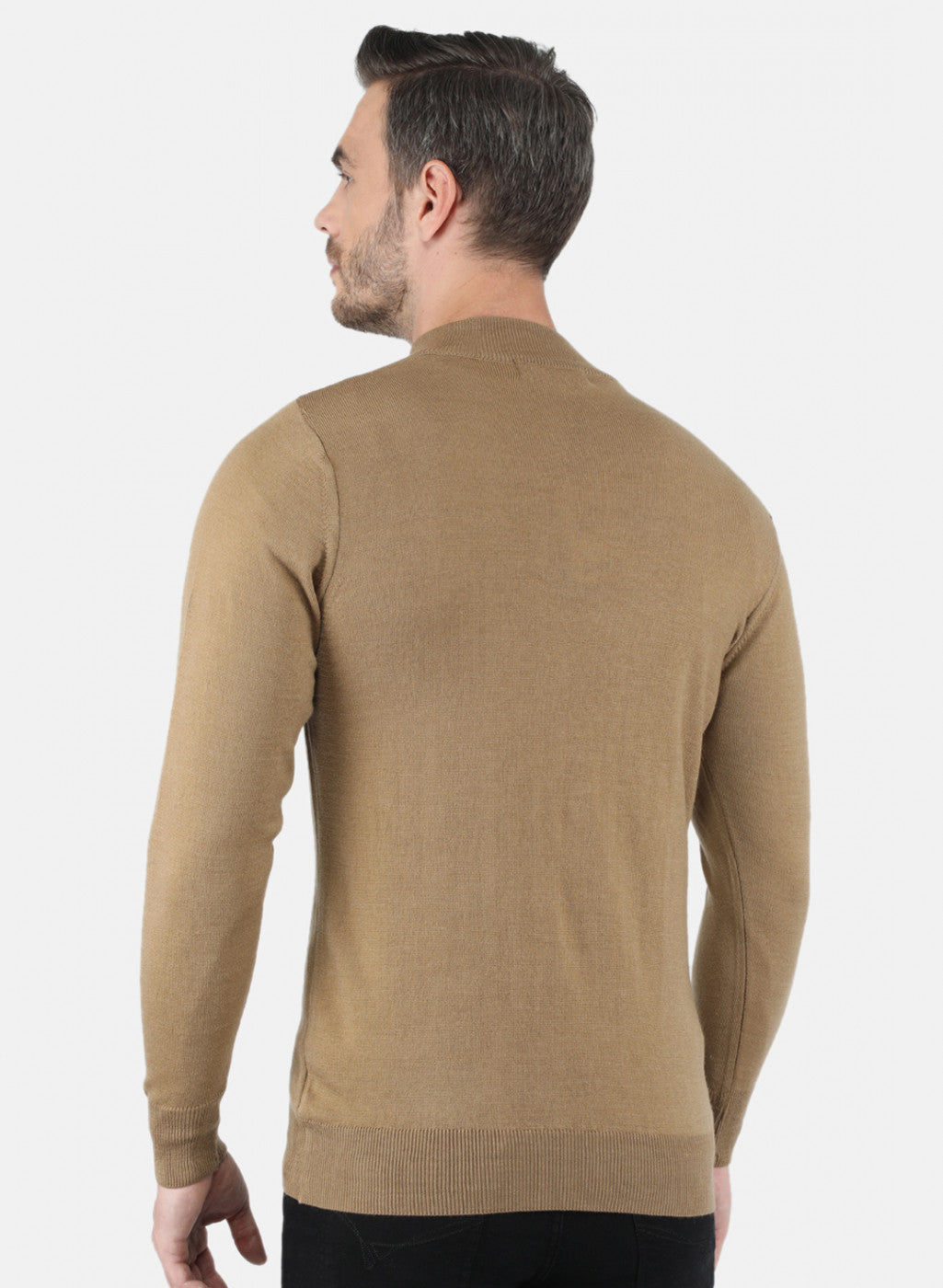 Men Brown Solid Pullover