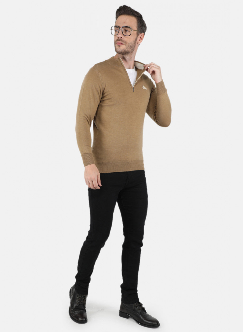 Men Brown Solid Pullover