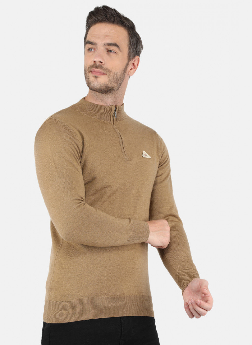 Men Brown Solid Pullover