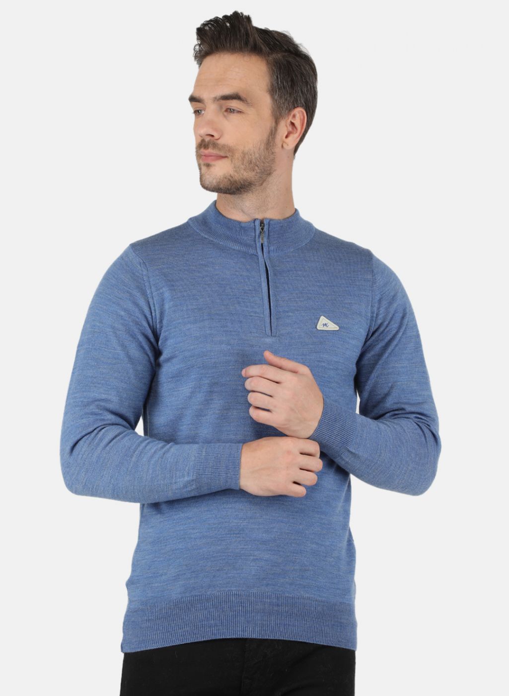 Men Blue Solid Pullover